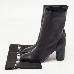 Pre Owned Aquazzura Black Leather Ankle Boots Size 38