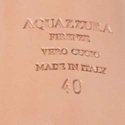 Pre Owned Aquazzura Silver Leather Linda Ankle Tie Sandals Size 40