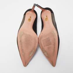 Pre Owned Aquazzura Black Suede and Mesh Dalia Pumps Size 38