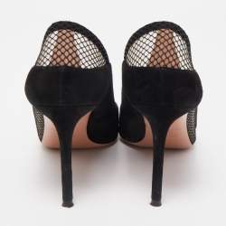 Pre Owned Aquazzura Black Suede and Mesh Dalia Pumps Size 38