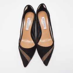 Pre Owned Aquazzura Black Suede and Mesh Dalia Pumps Size 38