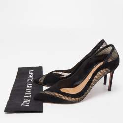 Pre Owned Aquazzura Black Suede and Mesh Dalia Pumps Size 38