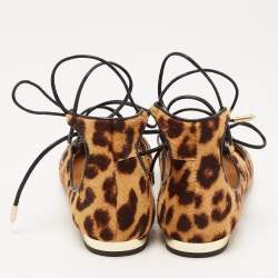 Aquazzura Brown Leopard Print Calf Hair Christy Ballet Flats Size 35