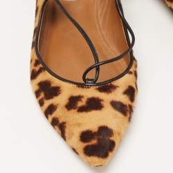 Aquazzura Brown Leopard Print Calf Hair Christy Ballet Flats Size 35