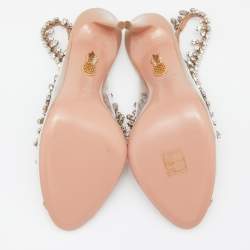 Pre Owned Aquazzura Beige Leather and PVC Temptation Slingback Sandals Size 38