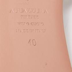 Pre Owned Aquazzura Silver Leather Crystal Embellished Celeste Slide Flats Size 40 