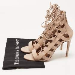 Pre Owned Aquazzura Dusty Pink Leather Amazon Sandals Size 39