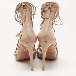 Pre Owned Aquazzura Dusty Pink Leather Amazon Sandals Size 39