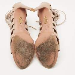 Pre Owned Aquazzura Dusty Pink Leather Amazon Sandals Size 39