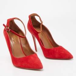 Pre Owned Aquazzura Red Suede Dolce Vita Pumps Size 38