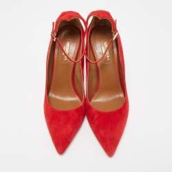 Pre Owned Aquazzura Red Suede Dolce Vita Pumps Size 38