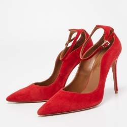 Pre Owned Aquazzura Red Suede Dolce Vita Pumps Size 38