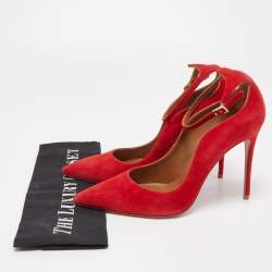 Pre Owned Aquazzura Red Suede Dolce Vita Pumps Size 38