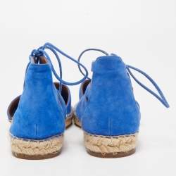 Aquazzura Blue Suede Belgravia Espadrille Flats Size 36.5 