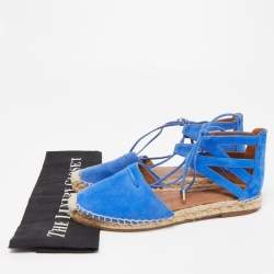 Aquazzura Blue Suede Belgravia Espadrille Flats Size 36.5 