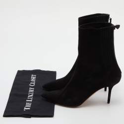 Pre Owned Aquazzura Black Suede Honore Ankle Booties Size 39