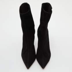 Pre Owned Aquazzura Black Suede Honore Ankle Booties Size 39