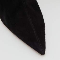 Pre Owned Aquazzura Black Suede Honore Ankle Booties Size 39