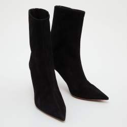 Pre Owned Aquazzura Black Suede Honore Ankle Booties Size 39