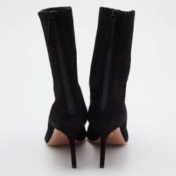 Pre Owned Aquazzura Black Suede Honore Ankle Booties Size 39