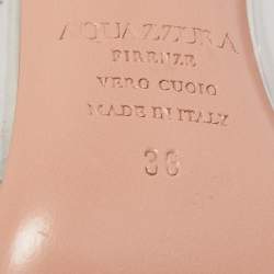 Pre Owned Aquazzura Silver PVC and Foil Leather Temptation Crystal Embellished Slingback Sandals Size 36