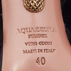 Pre Owned Aquazzura Black Mink Fur Cross Strap Slide Sandals Size 40