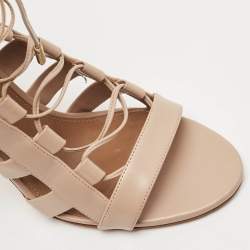 Pre Owned Aquazzura Dusty Pink Leather Amazon Sandals Size 38