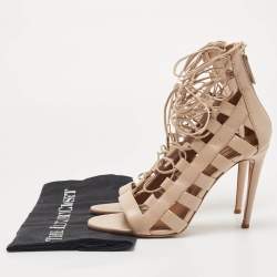 Pre Owned Aquazzura Dusty Pink Leather Amazon Sandals Size 38