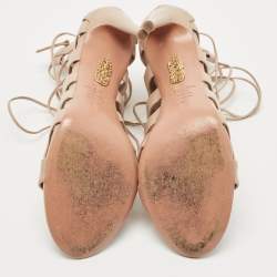 Pre Owned Aquazzura Dusty Pink Leather Amazon Sandals Size 38