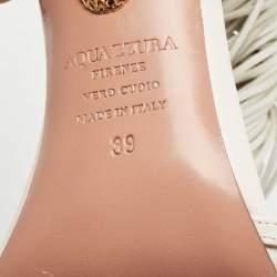 Pre Owned Aquazzura White Leather Wild Fringe Sandals Size 39