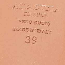 Pre Owned Aquazzura Pink Satin Gem Palace Flat Slides Size 39