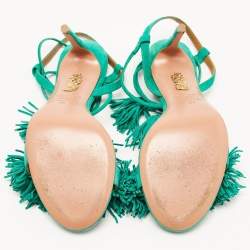 Pre Owned Aquazzura Green Suede Wild Thing Ankle Wrap Sandals Size 36