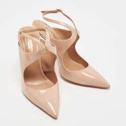 مملوكة مسبقًا Aquazzura Beige Patent Leather Talana Ankle Strap Pumps Size 38