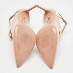 مملوكة مسبقًا Aquazzura Beige Patent Leather Talana Ankle Strap Pumps Size 38
