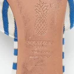 Pre Owned Aquazzura Tricolor Stripe Canvas Mondaine Flat Mules Size 40