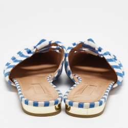 Pre Owned Aquazzura Tricolor Stripe Canvas Mondaine Flat Mules Size 40