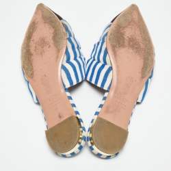 Pre Owned Aquazzura Tricolor Stripe Canvas Mondaine Flat Mules Size 40