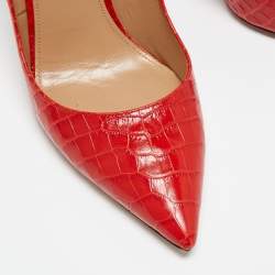 Pre Owned Aquazzura Red Croc Embossed Leather Forever Pumps Size 38