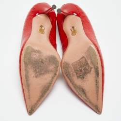 Pre Owned Aquazzura Red Croc Embossed Leather Forever Pumps Size 38