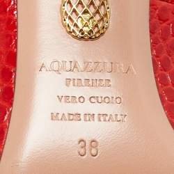 Pre Owned Aquazzura Red Croc Embossed Leather Forever Pumps Size 38