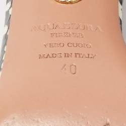 Pre Owned Aquazzura Black/White Printed Watersnake Leather Cut Out Lace Sandals Size 40