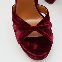 Pre Owned Aquazzura Burgundy Velvet Sundance Platform Sandals Size 39