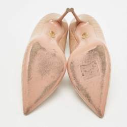 Pre Owned Aquazzura Beige Croc Embossed Leather Purist Pumps Size 38