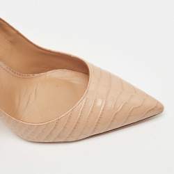 Pre Owned Aquazzura Beige Croc Embossed Leather Purist Pumps Size 38