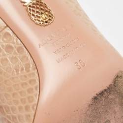 Pre Owned Aquazzura Beige Croc Embossed Leather Purist Pumps Size 38