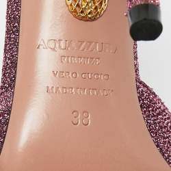 Pre Owned Aquazzura Pink Lurex Fabric Powder Puff Slingback Pumps Size 38
