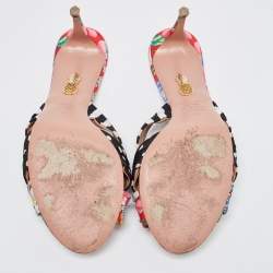 Pre Owned Aquazzura x Racil Multicolor Printed Fabric Slide Sandals Size 39