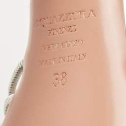 Pre Owned Aquazzura Metallic Silver Leather Josephine Platform Ankle Strap Sandals Size 38