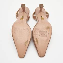 مملوكة مسبقًا Aquazzura Beige Velvet Pointed Toe Slingback Pumps Size 37