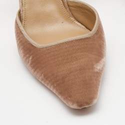 مملوكة مسبقًا Aquazzura Beige Velvet Pointed Toe Slingback Pumps Size 37
